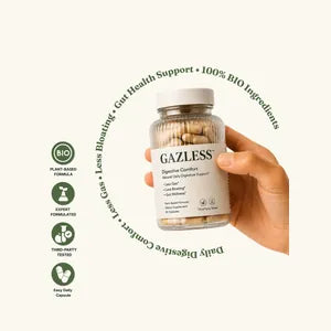 GAZLESS Digestive Comfort bottle held in hand